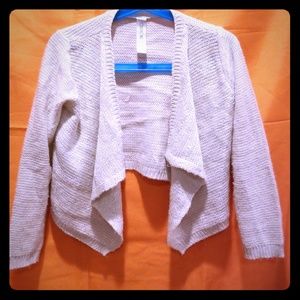 Open front draped sparkling cardigan